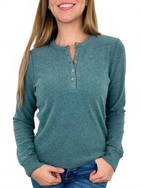NEW THREAD & SUPPLY all about that long sleeve top in teal green